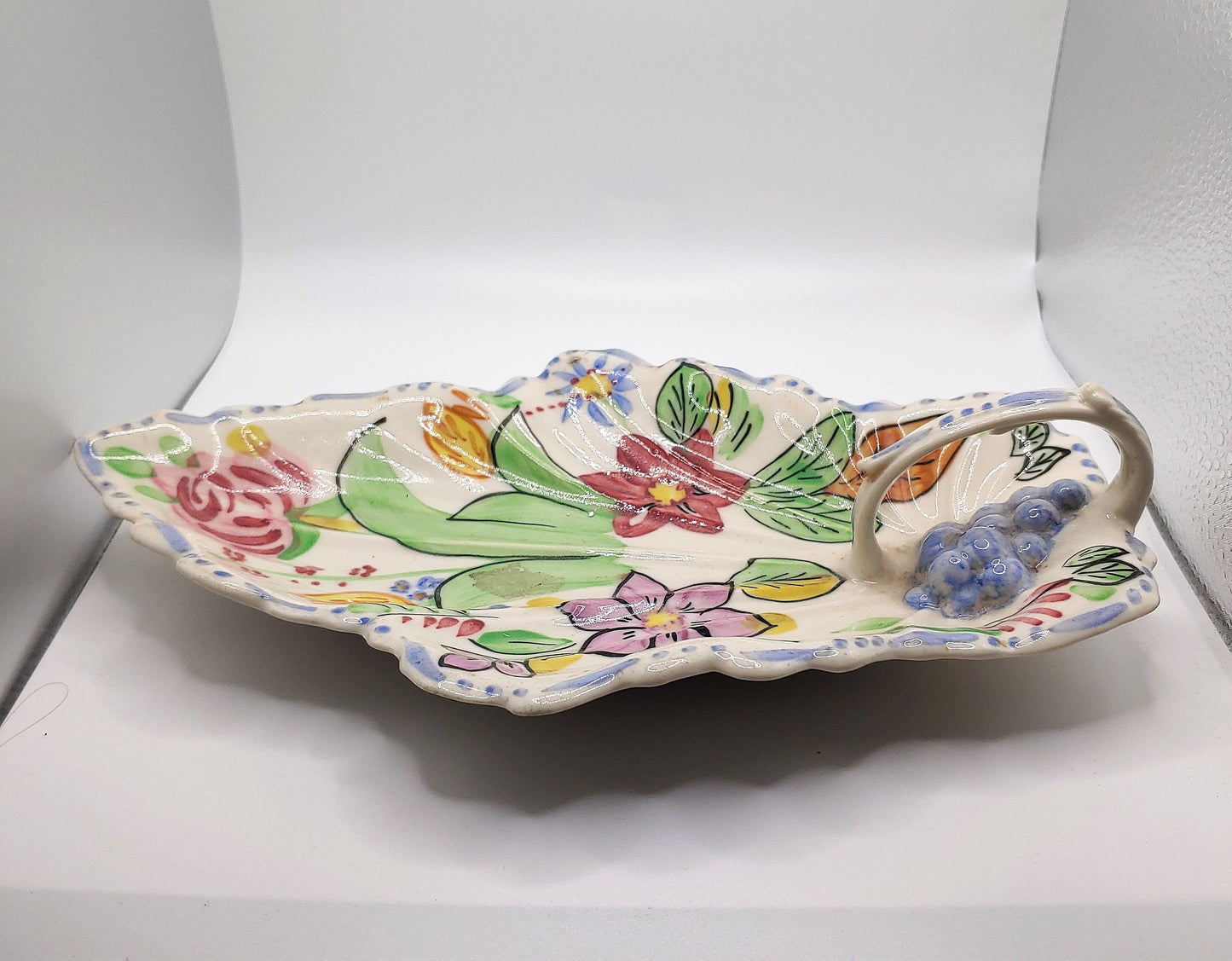 Blue Ridge leaf dish, southern potteries, serving dish, candy dish gift for collectors