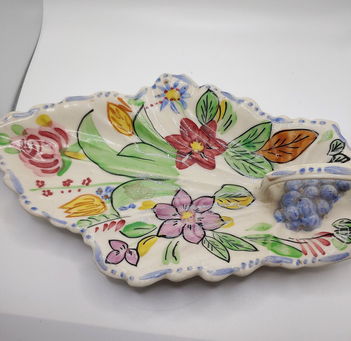 Blue Ridge leaf dish, southern potteries, serving dish, candy dish gift for collectors